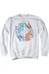 Gildan Looney Tunes Wacky Wabbit Adult Crewneck Sweatshirt In White