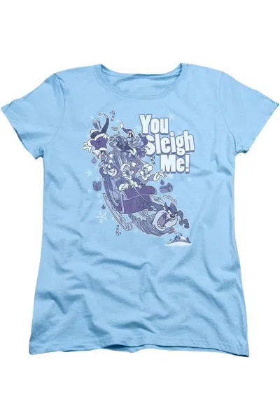Gildan Looney Tunes You Sleigh Me Short Sleeve Womens Tee / T-shirt In Blue