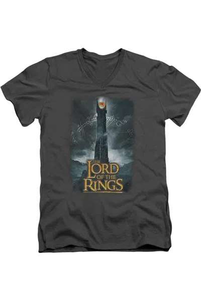 Gildan Lord Of The Rings Always Watching Short Sleeve Adult V Neck Tee / T-shirt In Gray