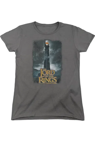 Gildan Lord Of The Rings Always Watching Short Sleeve Womens Tee / T-shirt In Gray