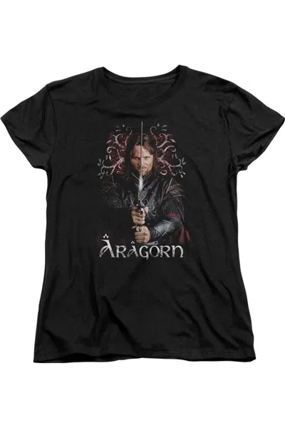 Gildan Lord Of The Rings Aragorn Short Sleeve Womens Tee / T-shirt In Black