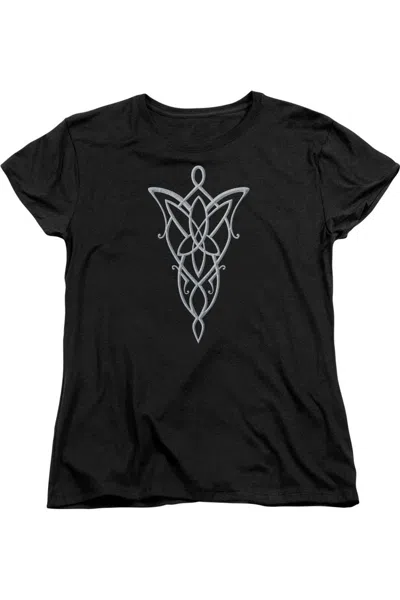 Gildan Lord Of The Rings Arwen Necklace Short Sleeve Womens Tee / T-shirt In Black