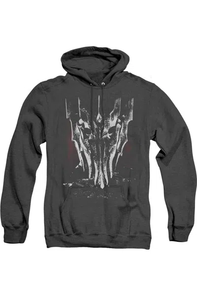 Gildan Lord Of The Rings Big Sauron Head Adult Heather Hoodie / Hooded Sweatshirt In Black