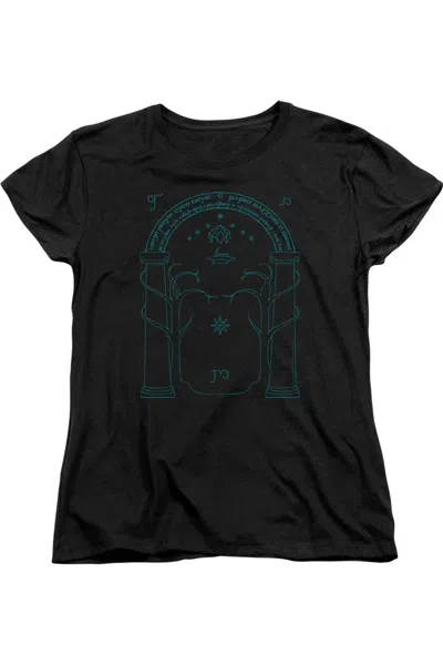 Gildan Lord Of The Rings Doors Of Durin Short Sleeve Womens Tee / T-shirt In Black