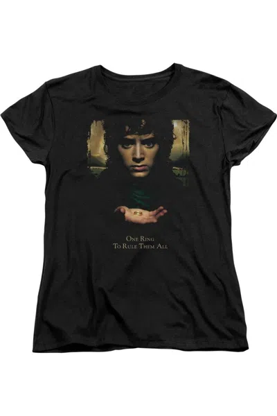 Gildan Lord Of The Rings Frodo One Ring Short Sleeve Womens Tee / T-shirt In Black