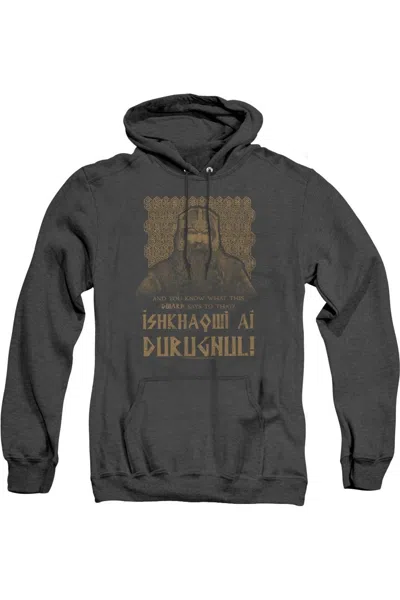 Gildan Lord Of The Rings Ishkhaqwi Durugnul Adult Heather Hoodie / Hooded Sweatshirt In Black
