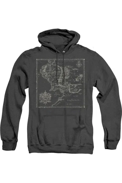 Gildan Lord Of The Rings Map Of Middle Earth Adult Heather Hoodie In Black