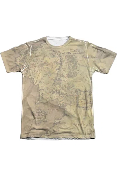 Gildan Lord Of The Rings Middle Earth Map Adult Poly/cotton Short Sleeve Tee / T-shirt In White