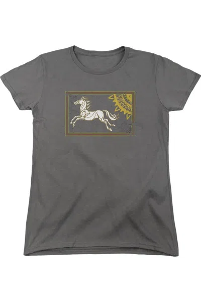 Gildan Lord Of The Rings Rohan Banner Short Sleeve Womens Tee / T-shirt In Gray