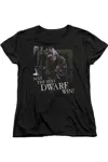 Gildan Lord Of The Rings The Best Dwarf Short Sleeve Womens Tee / T-shirt In Black