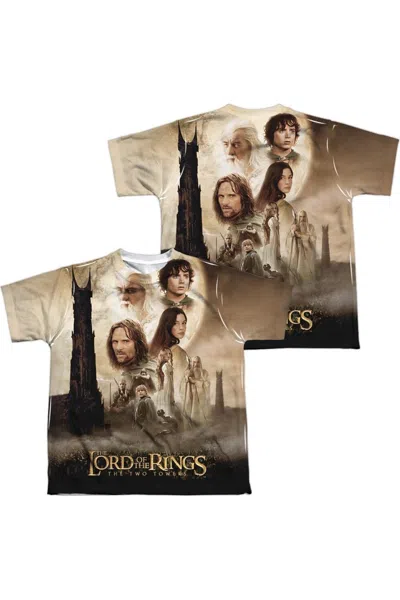 Gildan Kids' Lord Of The Rings Towers Poster Short Sleeve Youth Poly Crew Tee / T-shirt In Brown