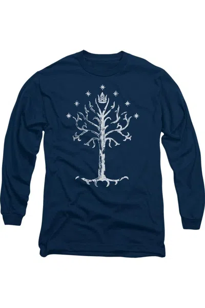 Gildan Lord Of The Rings Tree Of Gondor Long Sleeve Adult Tee / T-shirt In Blue