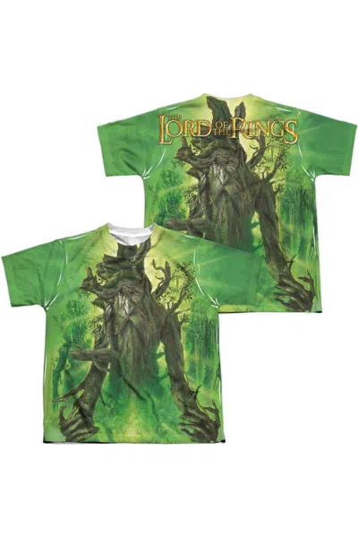 Gildan Kids' Lord Of The Rings Treebeard (front/back Print) Short Sleeve Youth Poly Crew Tee / T-shirt In Green