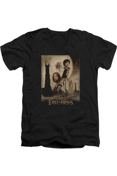 Gildan Lord Of The Rings Two Towers Poster Short Sleeve Adult V Neck T-shirt In Black
