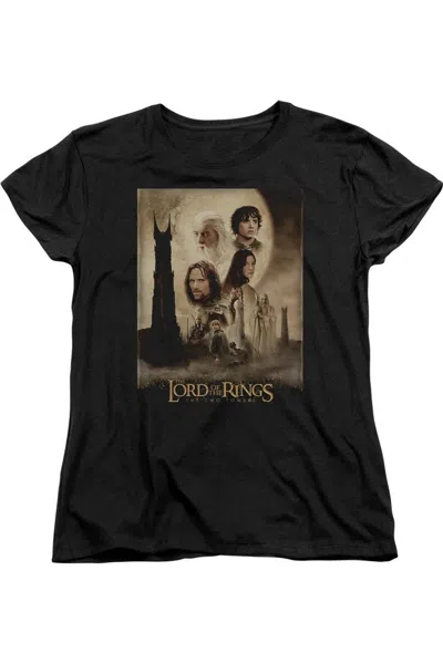 Gildan Lord Of The Rings Two Towers Poster Short Sleeve Womens T-shirt In Black