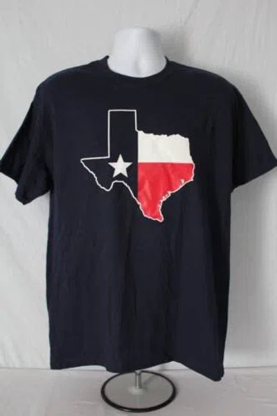Pre-owned Gildan Mens Graphic T-shirt Size Medium Navy Blue Texas State Flag Short Sleeve Top