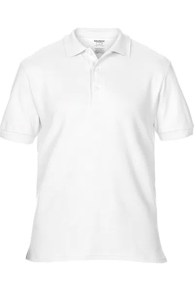 Gildan Mens Premium Cotton Sport Double Pique Polo Shirt In White
