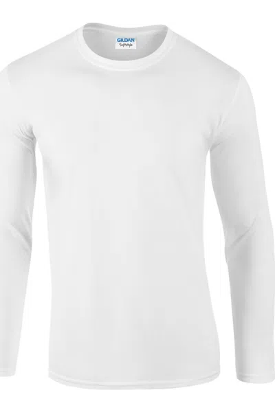 Gildan Mens Soft Style Long Sleeve T-shirt In White