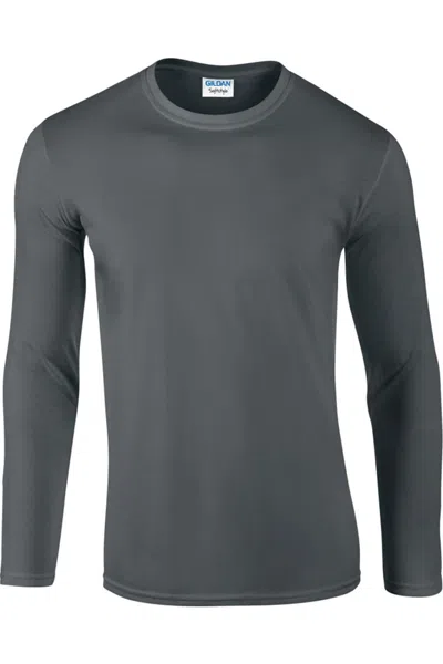Gildan Mens Soft Style Long Sleeve T-shirt In Gray