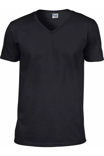 Gildan Mens Soft Style V-neck Short Sleeve T-shirt In Black