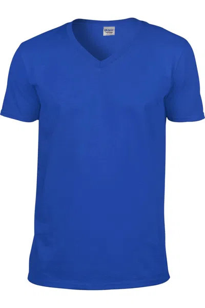 Gildan Mens Soft Style V-neck Short Sleeve T-shirt In Blue
