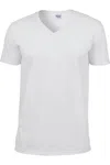 Gildan Mens Soft Style V-neck Short Sleeve T-shirt In White