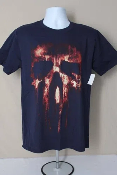 Pre-owned Gildan Mens T Shirt Size Small Top Blue Skull Crew Neck Graphic Tee Casual