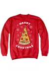 Gildan Merry Christmus Christmas Pizza Unisex Adult Crewneck Sweatshirt Sweater In Red