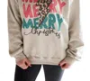 Gildan Merry Merry Merry Christmas Sweatshirt In Sand In Beige