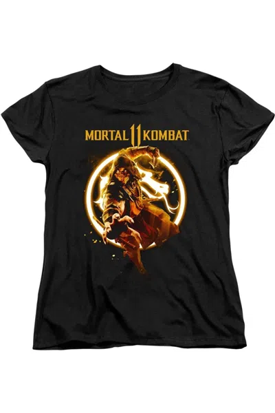 Gildan Mortal Kombat 11 Scorpion Flames Short Sleeve Women´s Tee / T-shirt In Black
