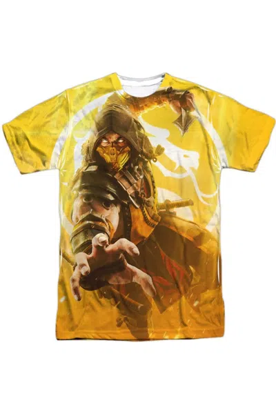 Gildan Mortal Kombat 11 Scorpion Short Sleeve Adult Poly Crew Tee / T-shirt In White