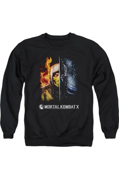 Gildan Mortal Kombat Fire And Ice Adult Crewneck Sweatshirt In Black