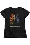 Gildan Mortal Kombat Fire And Ice Short Sleeve Womens Tee / T-shirt In Black