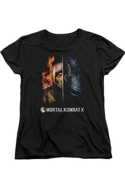 Gildan Mortal Kombat Fire And Ice Short Sleeve Womens Tee / T-shirt In Black