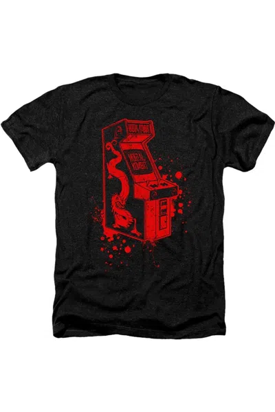 Gildan Mortal Kombat Klassic Insert Coin Adult Heather Tee / T-shirt In Black