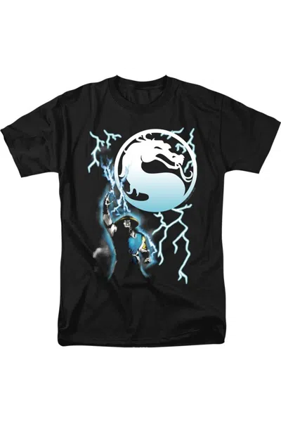 Gildan Mortal Kombat Klassic Raiden Short Sleeve Adult V Neck Premium Cotton Tee / T-shirt In Black