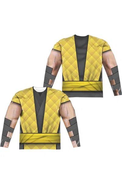 Gildan Mortal Kombat Klassic Scorpion Outfit (front/back Print) Long Sleeve Adult Poly Crew Tee / T-shirt In White