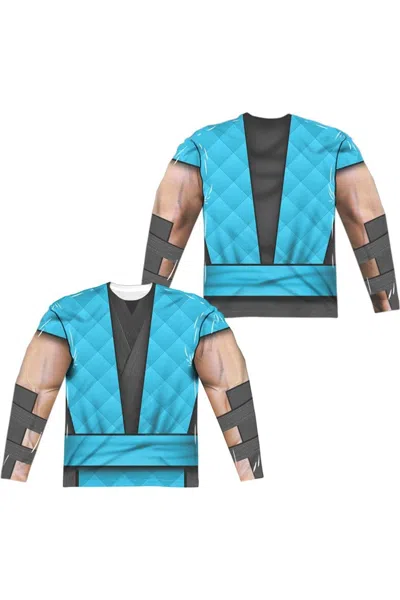 Gildan Mortal Kombat Klassic Sub Zero Outfit (front/back Print) Long Sleeve Adult Poly Crew Tee / T-shirt In White
