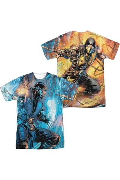 Gildan Mortal Kombat Kombat Comic (front/back Print) Short Sleeve Adult Poly Crew Tee / T-shirt In Multi