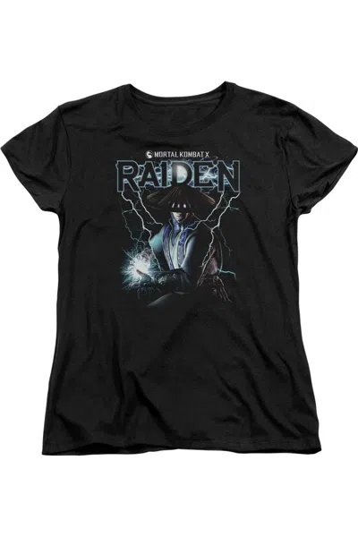 Gildan Mortal Kombat Raiden Short Sleeve Womens Tee / T-shirt In Black