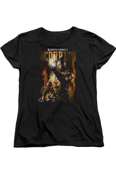 Gildan Mortal Kombat Scorpion Short Sleeve Womens Tee / T-shirt In Black