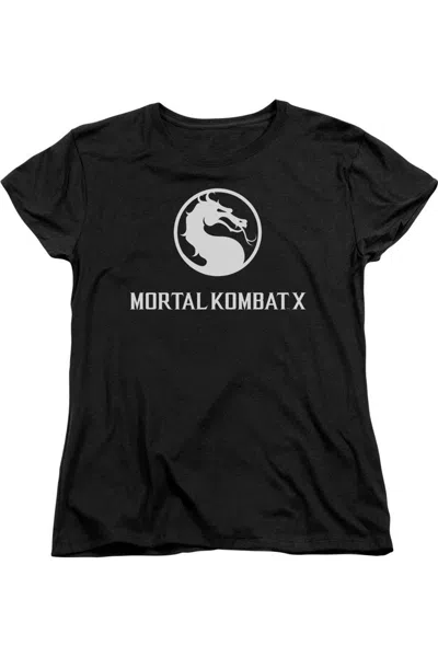 Gildan Mortal Kombat X Dragon Logo Short Sleeve Womens Tee / T-shirt In Black