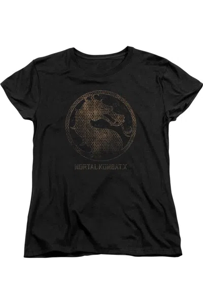 Gildan Mortal Kombat X Metal Seal Short Sleeve Womens Tee / T-shirt In Black