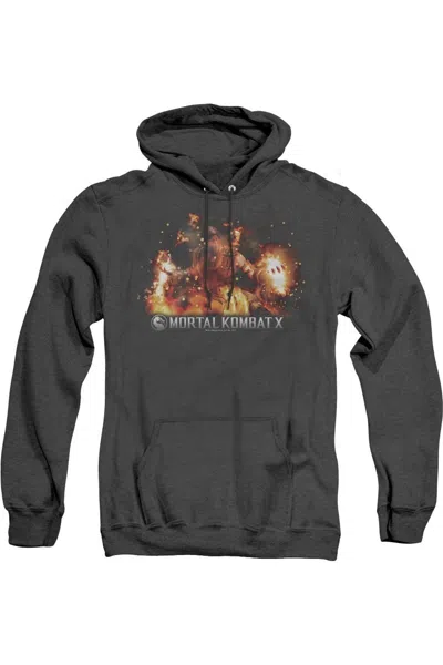 Gildan Mortal Kombat X Scorpio Flames Adult Heather Hoodie / Hooded Sweatshirt In Black