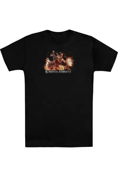 Gildan Mortal Kombat X Scorpio Flames Short Sleeve Adult V Neck Premium Cotton Tee / T-shirt In Black