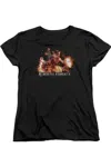 Gildan Mortal Kombat X Scorpio Flames Short Sleeve Womens Tee / T-shirt In Black
