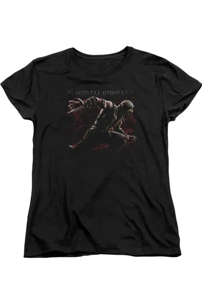 Gildan Mortal Kombat X Scorpion Lunge Short Sleeve Womens Tee / T-shirt In Black