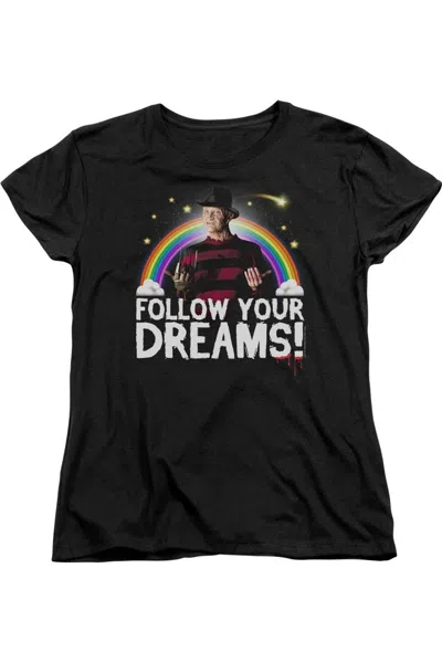 Gildan Nightmare On Elm Street Follow Your Dreams Short Sleeve Women´s T-shirt In Black