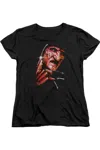 Gildan Nightmare On Elm Street Freddys Face Short Sleeve Womens Tee / T-shirt In Black