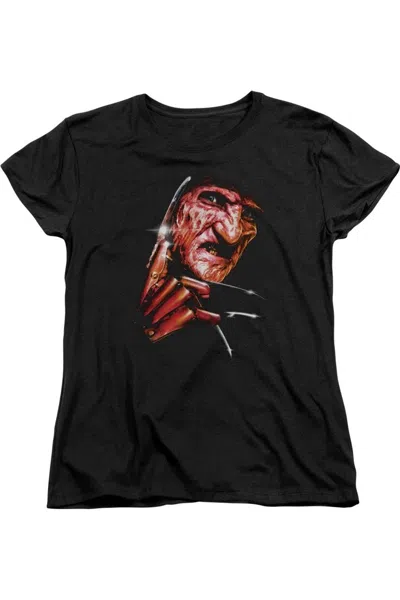 Gildan Nightmare On Elm Street Freddys Face Short Sleeve Womens Tee / T-shirt In Black